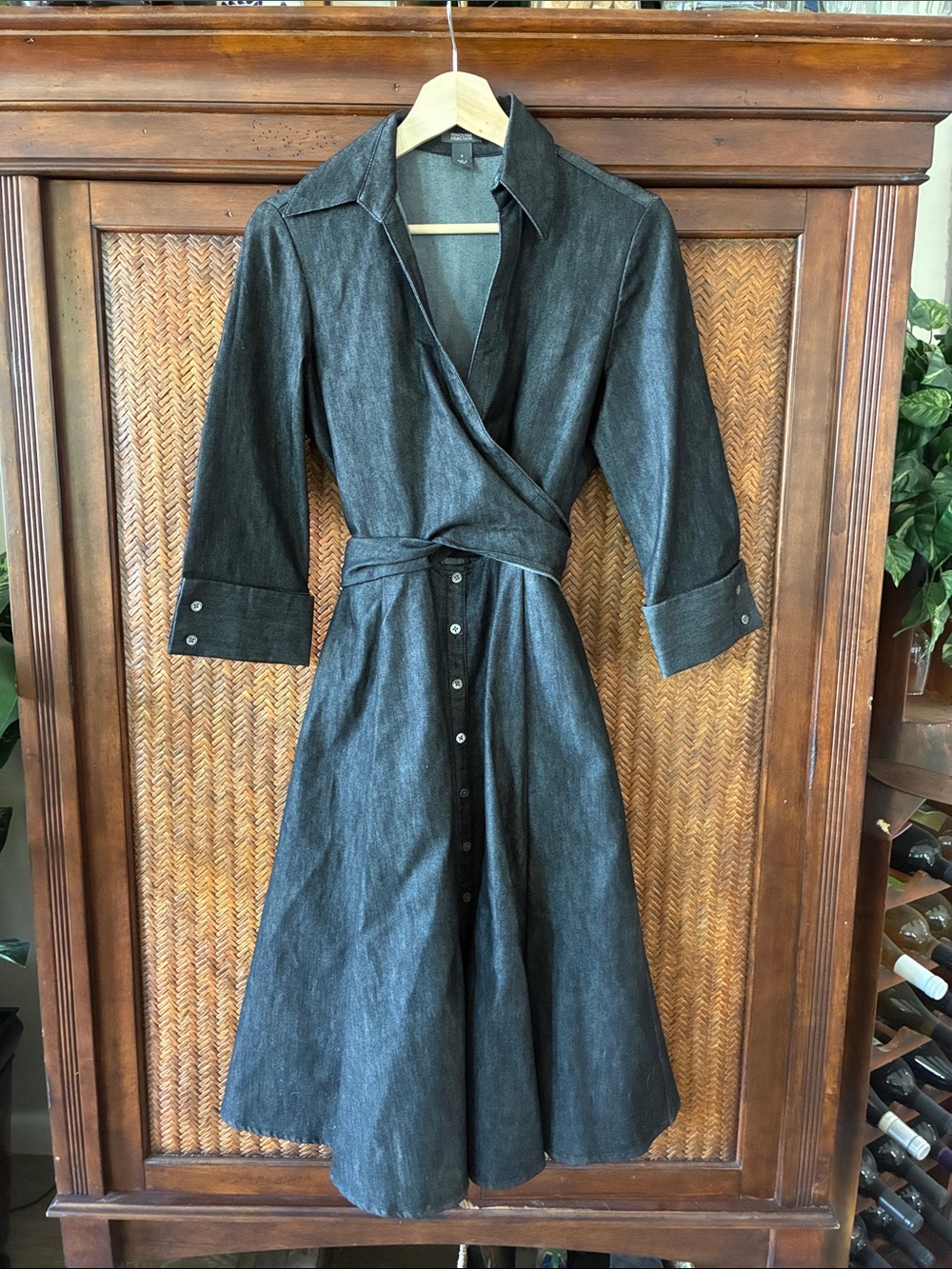 Denim Kenneth Cole Reaction Charcoal Wrap Midi Shirt Dress